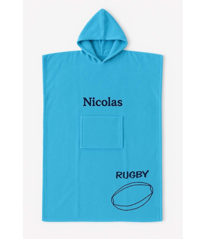 Poncho ado et adulte personnalisé avec motif rugby