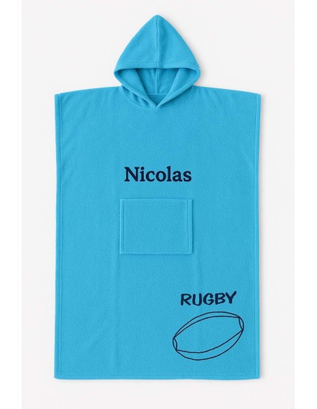Poncho ado et adulte personnalisé avec motif rugby