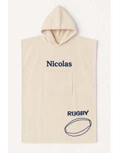 Poncho ado et adulte personnalisé avec motif rugby
