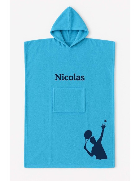 Poncho ado et adulte personnalisé avec motif tennis