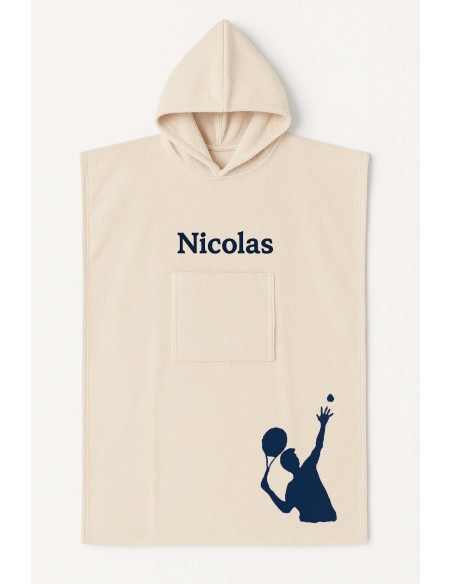 Poncho ado et adulte personnalisé avec motif tennis