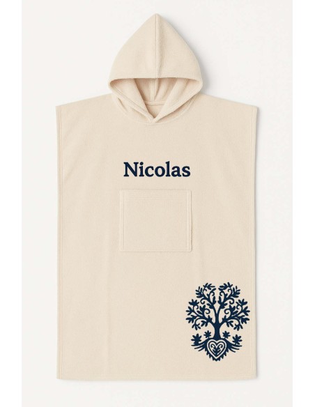 Poncho ado et adulte personnalisé avec motif arbre de vie