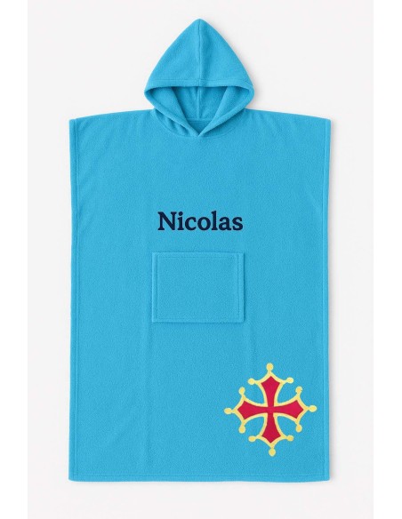 Poncho ado et adulte personnalisé avec motif croix occitane