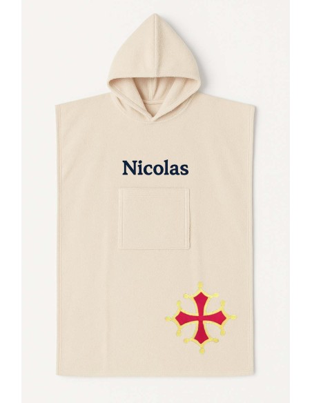 Poncho ado et adulte personnalisé avec motif croix occitane