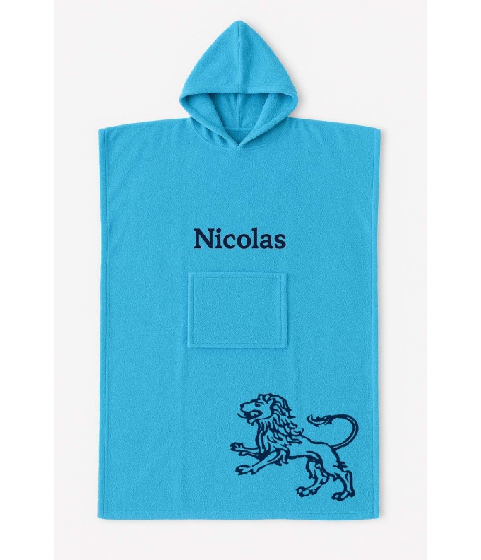 Poncho ado et adulte personnalisé avec motif lion