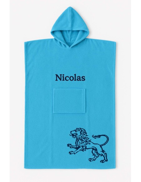 Poncho ado et adulte personnalisé avec motif lion