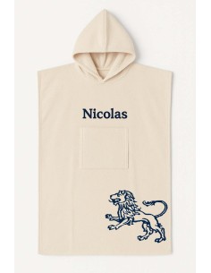 Poncho ado et adulte personnalisé avec motif lion