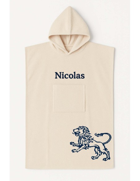 Poncho ado et adulte personnalisé avec motif lion