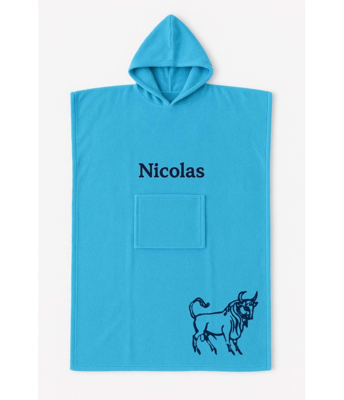 Poncho ado et adulte personnalisé avec motif taureau
