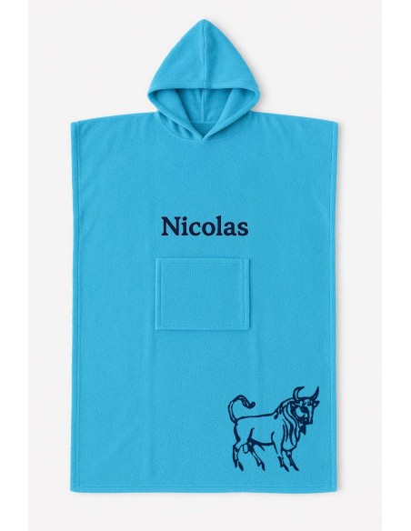 Poncho ado et adulte personnalisé avec motif taureau