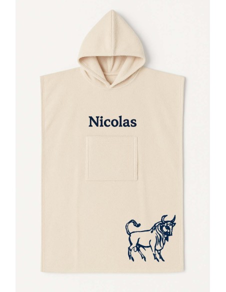 Poncho ado et adulte personnalisé avec motif taureau
