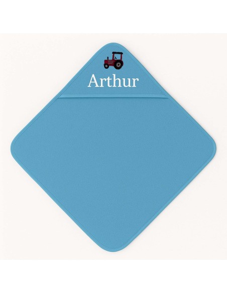 Cape de bain personnalisée avec motif tracteur