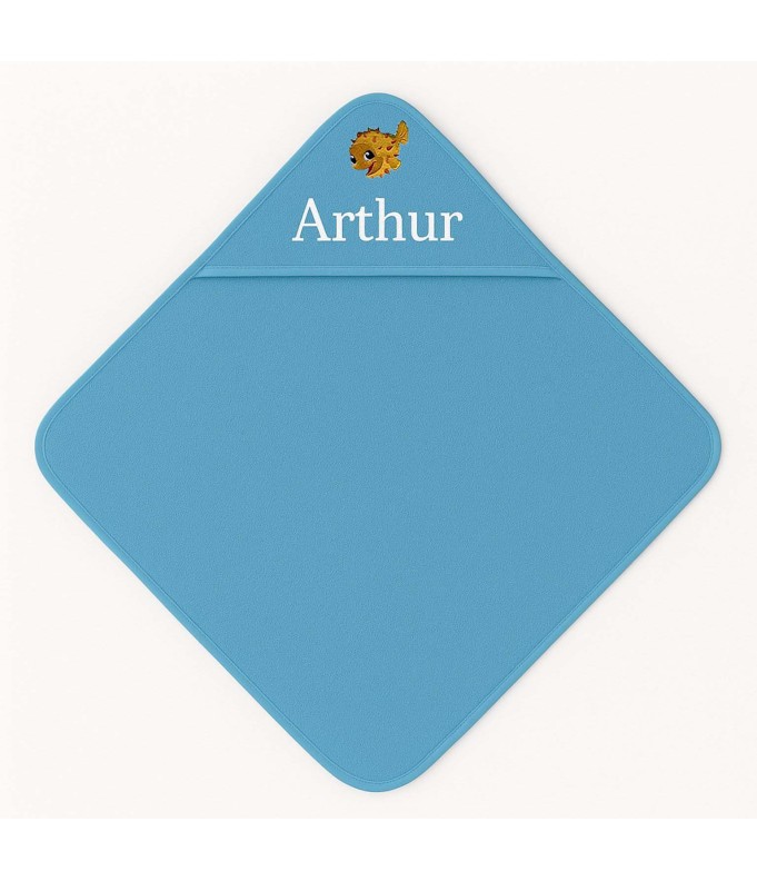 Cape de bain personnalisée avec motif poisson 1