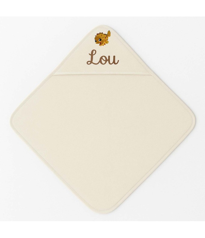 Cape de bain personnalisée avec motif poisson 1