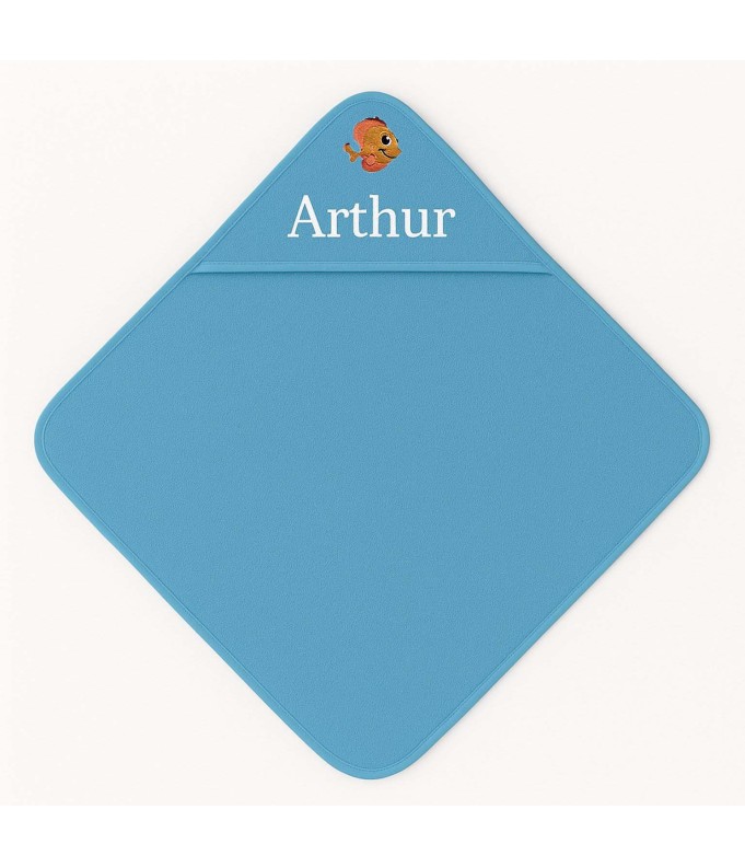 Cape de bain personnalisée avec motif poisson 2