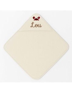 Cape de bain personnalisée avec motif crabe