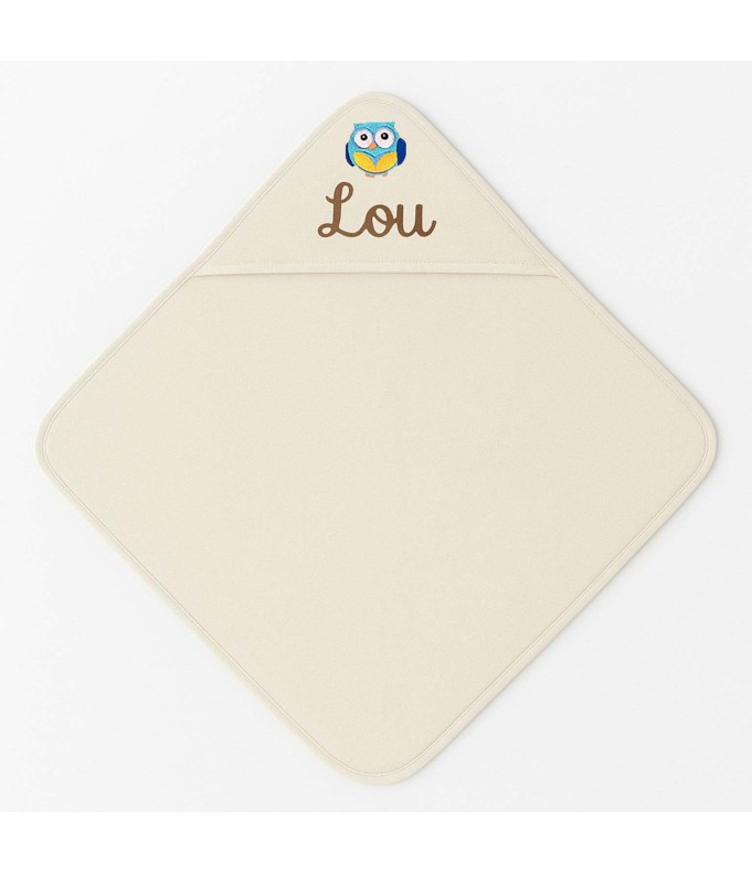 Cape de bain personnalisée avec motif chouette