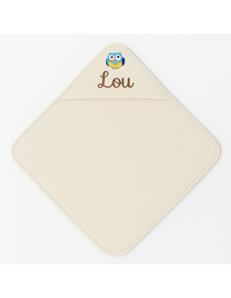 Cape de bain personnalisée avec motif chouette