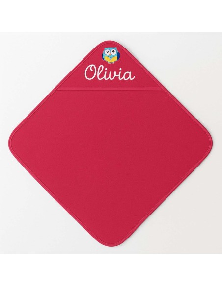 Cape de bain personnalisée avec motif chouette