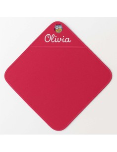 Cape de bain personnalisée avec motif chouette fille