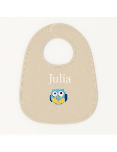 Bavoir personnalisé avec motif chouette garçon