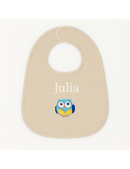 Bavoir personnalisé avec motif chouette garçon