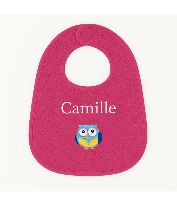 Bavoir personnalisé avec motif chouette garçon