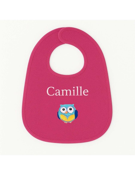 Bavoir personnalisé avec motif chouette garçon