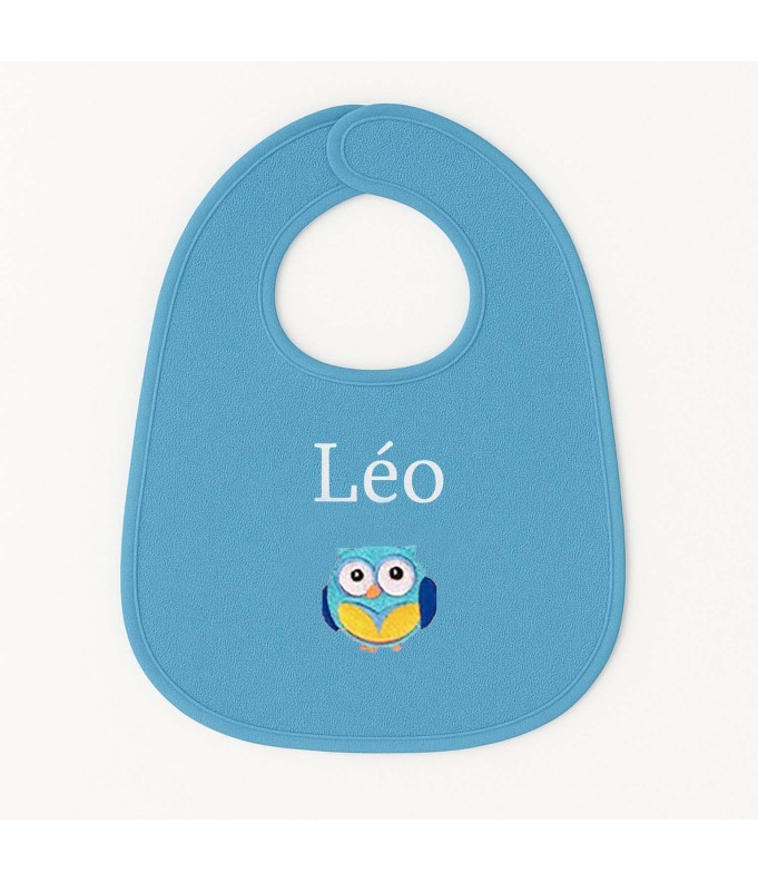Bavoir personnalisé avec motif chouette garçon
