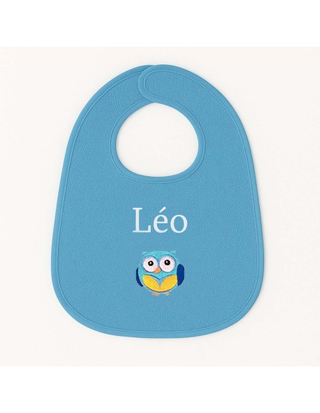 Bavoir personnalisé avec motif chouette garçon