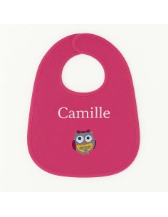Bavoir personnalisé avec motif chouette fille