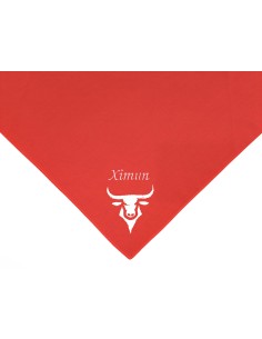 Foulard rouge Taureau brodé personnalisé