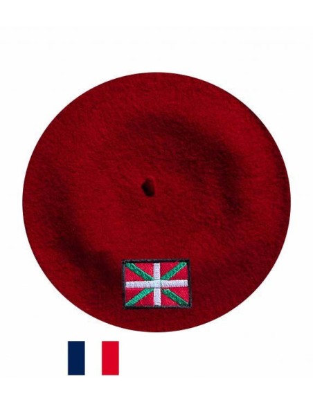 Béret Drapeau basque fabriqué à Bayonne et personnalisé à Osses