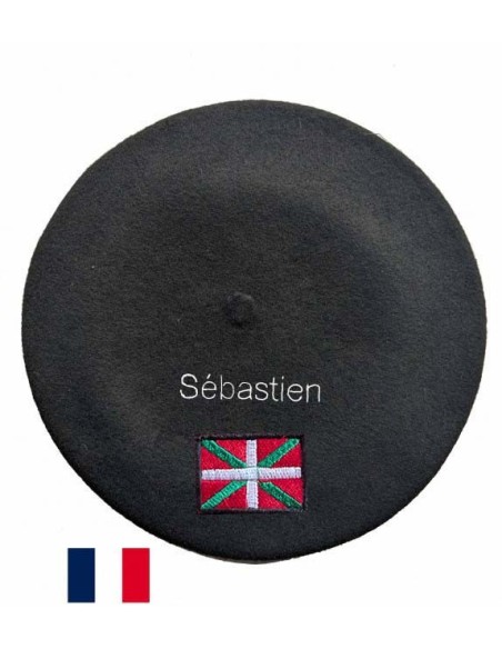 Béret Drapeau basque fabriqué à Bayonne et personnalisé à Osses
