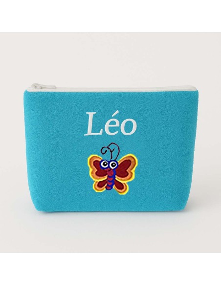 Broderie papillon sur Trousse de toilette personnalisée