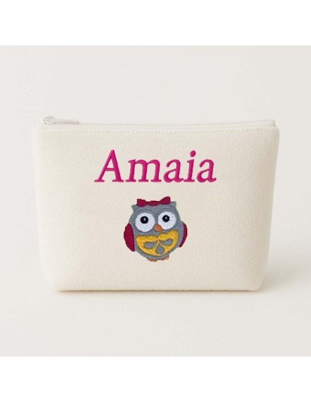 Trousse de toilette personnalisée avec motif chouette fille