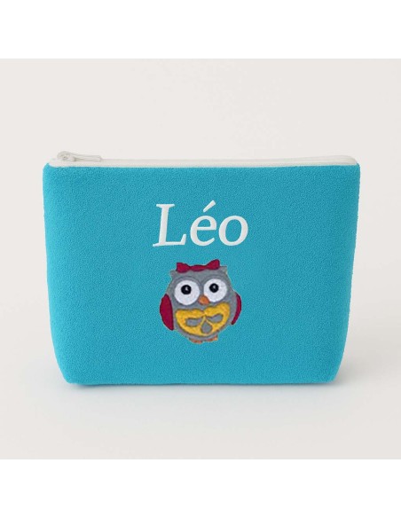 Trousse de toilette personnalisée avec motif chouette fille