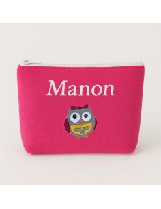 Trousse de toilette personnalisée avec motif chouette fille