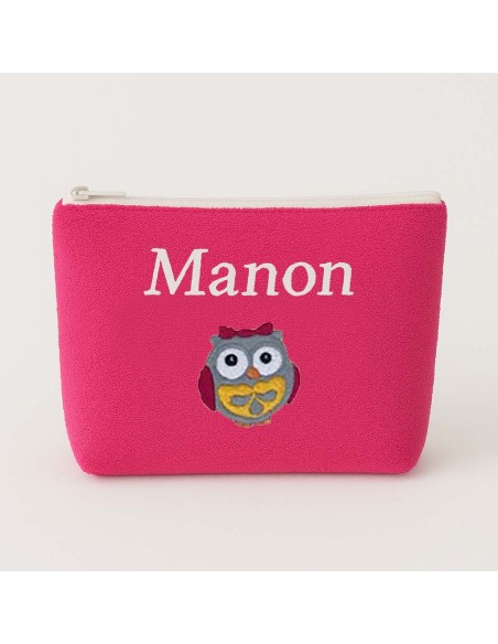 Trousse de toilette personnalisée avec motif chouette fille