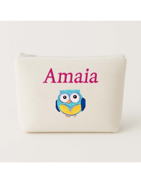Trousse de toilette personnalisée avec motif chouette