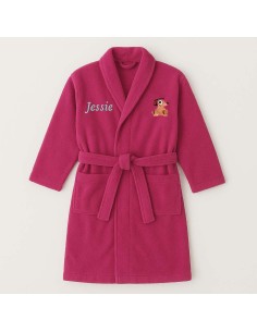 Peignoir brodé enfant personnalisé devant et  motif chien...