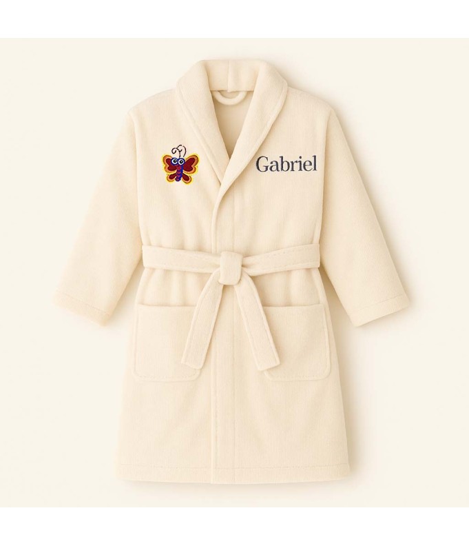 Peignoir brodé enfant personnalisé devant et...