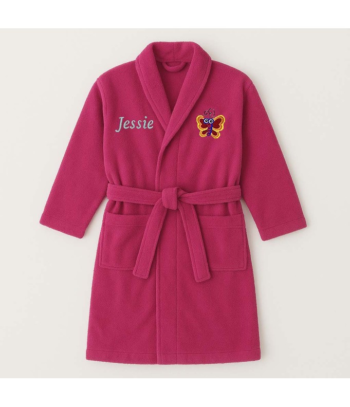 Peignoir brodé enfant personnalisé devant et...