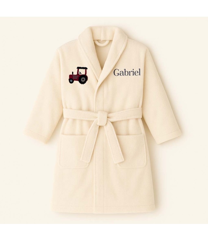 Peignoir brodé enfant personnalisé devant et...