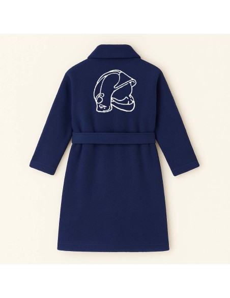 PEIGNOIR BRODÉ ADULTE PERSONNALISÉ DEVANT ET MOTIF DOS POMPIER