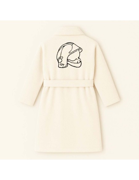 PEIGNOIR BRODÉ ADULTE PERSONNALISÉ DEVANT ET MOTIF DOS POMPIER