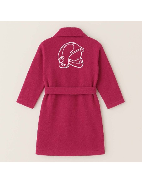 PEIGNOIR BRODÉ ADULTE PERSONNALISÉ DEVANT ET MOTIF DOS POMPIER