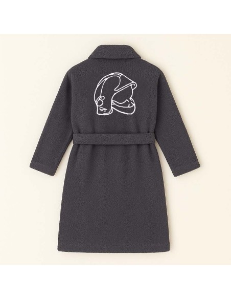 PEIGNOIR BRODÉ ADULTE PERSONNALISÉ DEVANT ET MOTIF DOS POMPIER