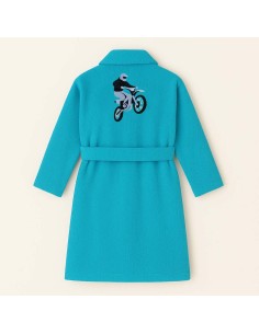 PEIGNOIR BRODÉ ADULTE PERSONNALISÉ DEVANT ET MOTIF DOS MOTO