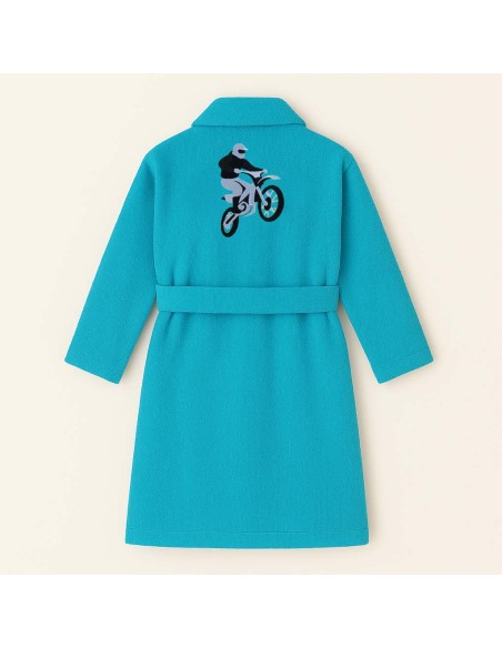 PEIGNOIR BRODÉ ADULTE PERSONNALISÉ DEVANT ET MOTIF DOS MOTO